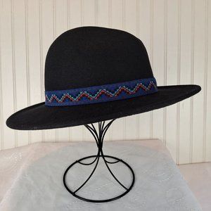 Boho Black Wool Felt Western-Style Hat